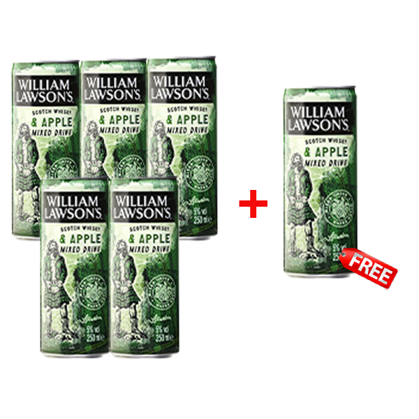 William Lawson's Scotch & Apple 330ml - Buy 5, get 1 free! William Lawson's Scotch & Apple 330ml - Buy 5, get 1 free!