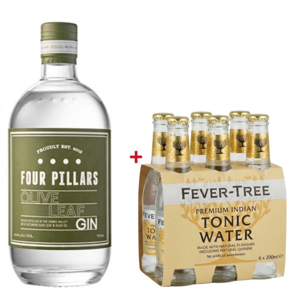 Four Pillars Olive Leaf Gin 700ml + Free Fever-Tree Indian Tonic Water Four Pillars Olive Leaf Gin 700ml + Free Fever-Tree Indian Tonic Water
