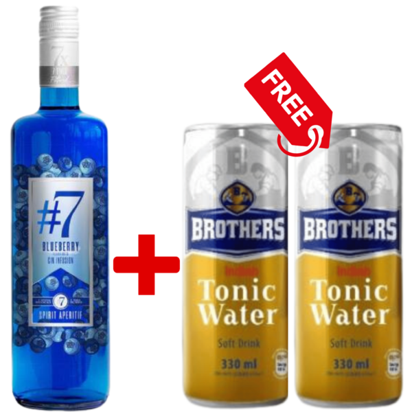 #7 Blueberry Gin 750ml + 2 Free Brothers Indian Tonic 330ml #7 Blueberry Gin 750ml + 2 Free Brothers Indian Tonic 330ml