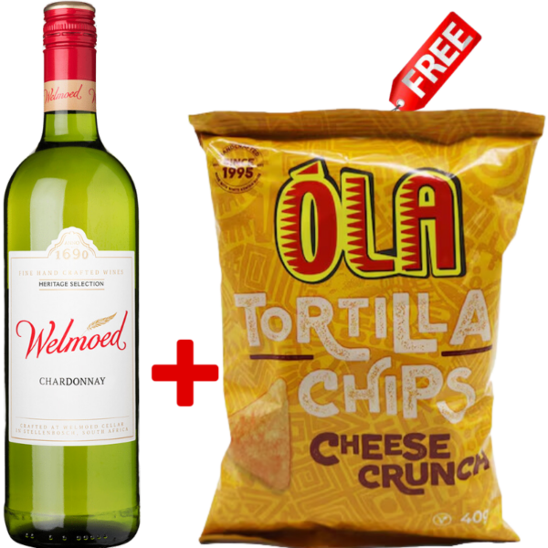 Copy of Social Media Product Ad - 2024-05-07T103954.292 Welmoed Chardonnay 75cl + 1 Free Ola Tortila Chips Assorted 40g